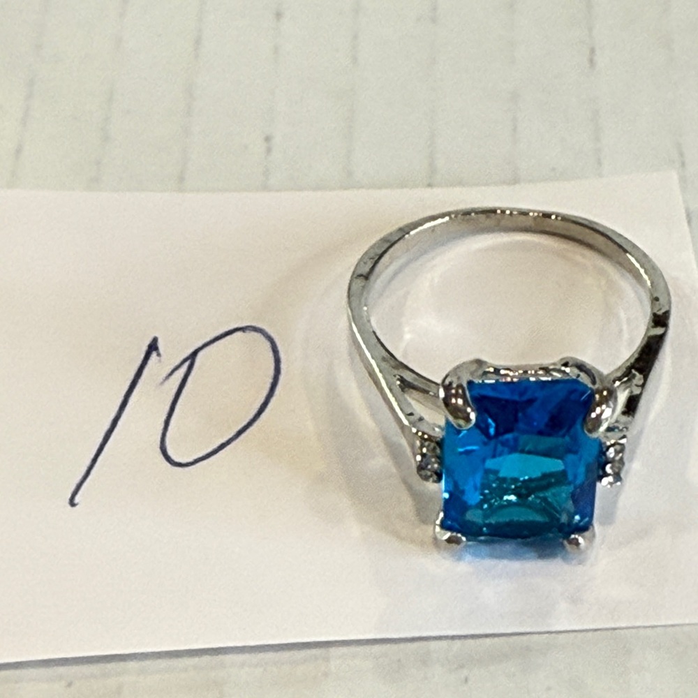 Bold Blue Cushion-Cut Statement Ring Size 10 - image 6